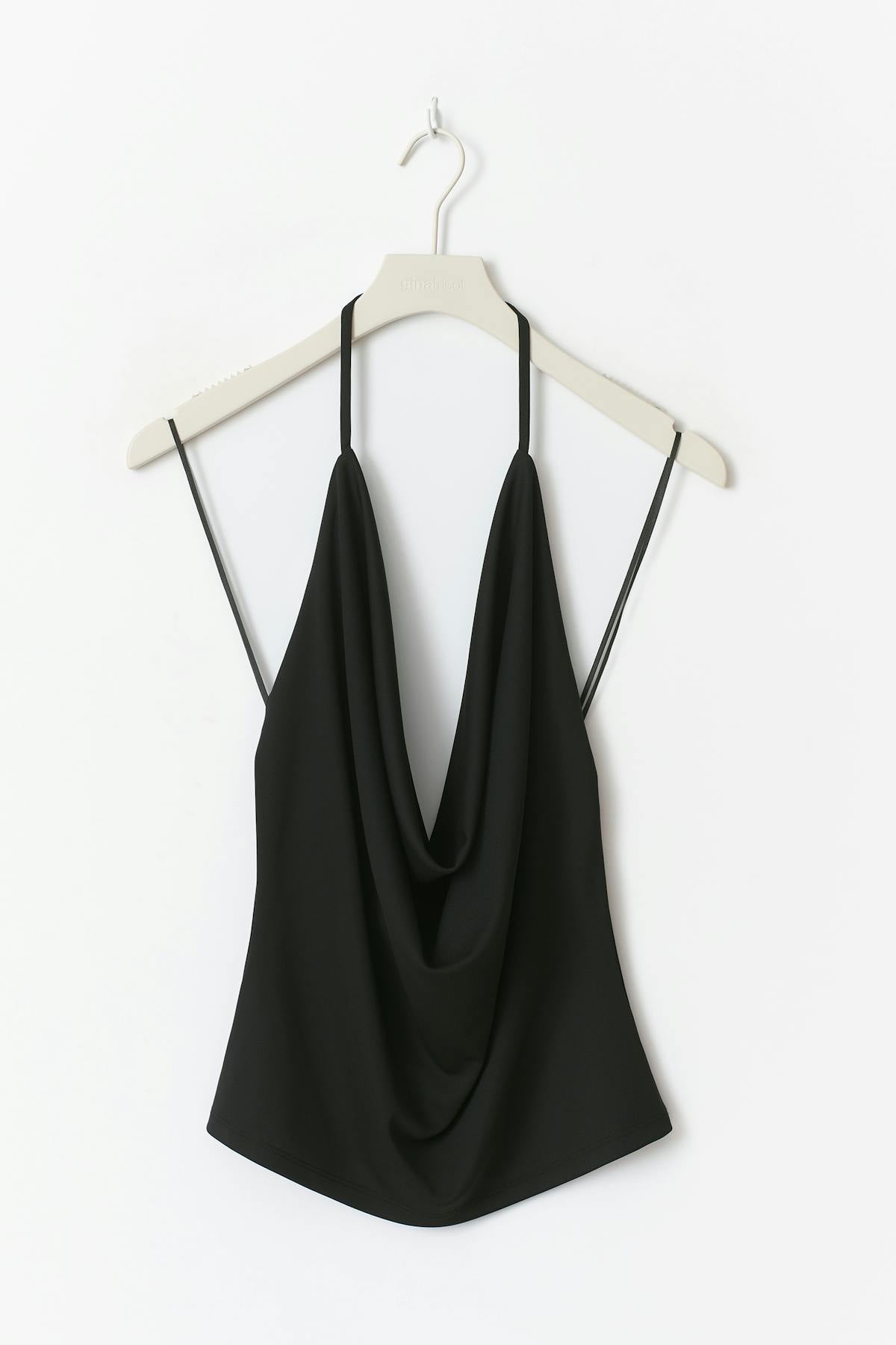 Waterfall neck singlet - Noir