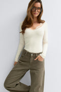 Lace detail top - Gris