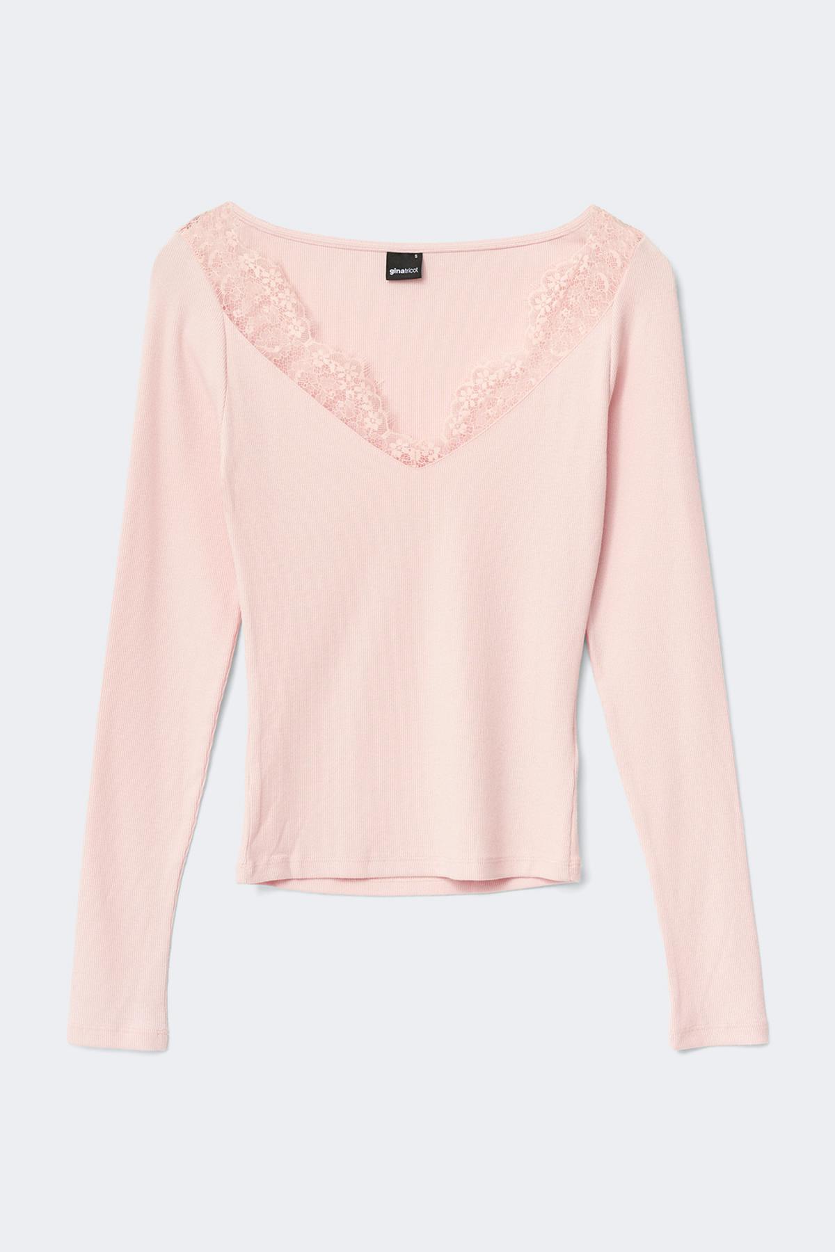 Lace detail top - Chalk pink