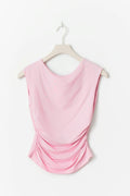 Short sleeve open back top - Rose clair