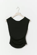 Short sleeve open back top - Noir
