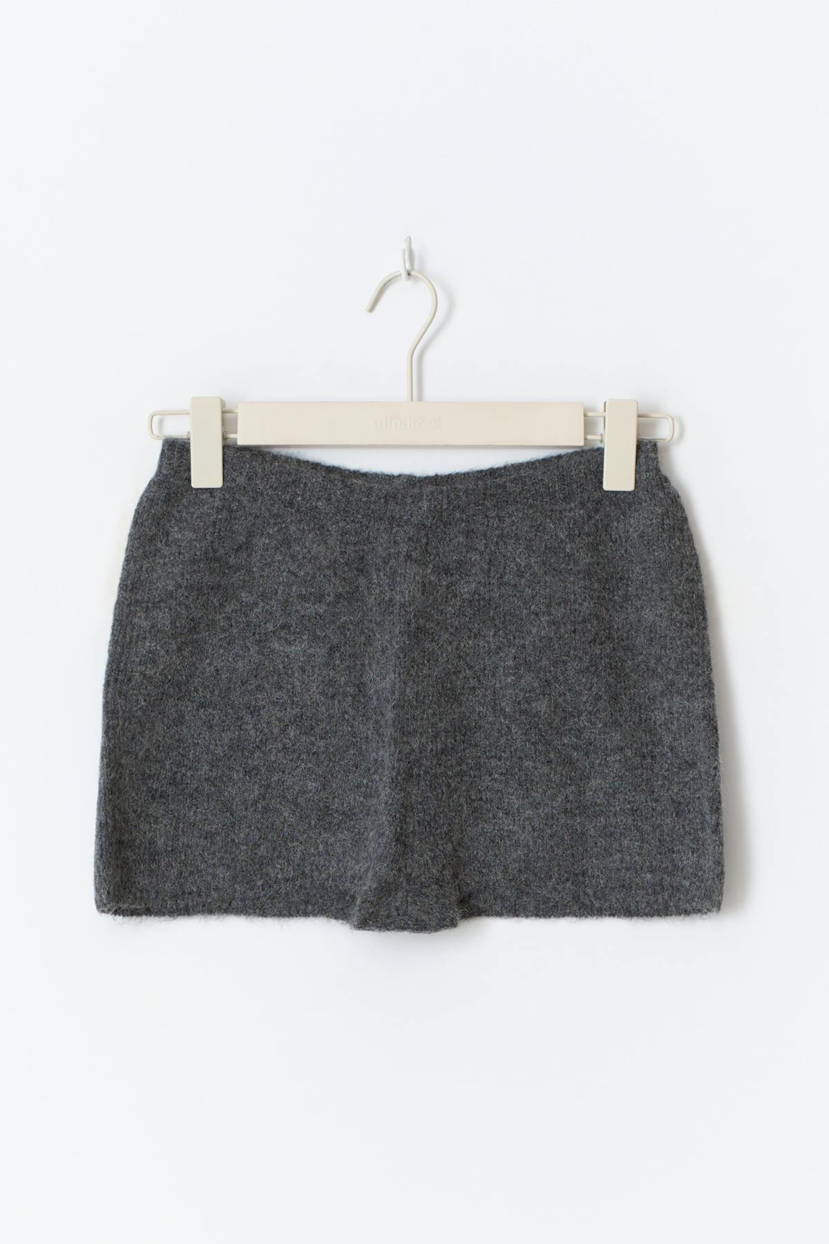 Knitted mini shorts - Dk grey melange