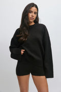 Knitted mini shorts - Dk grey melange