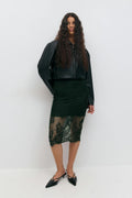 Lace midi skirt - Kaki