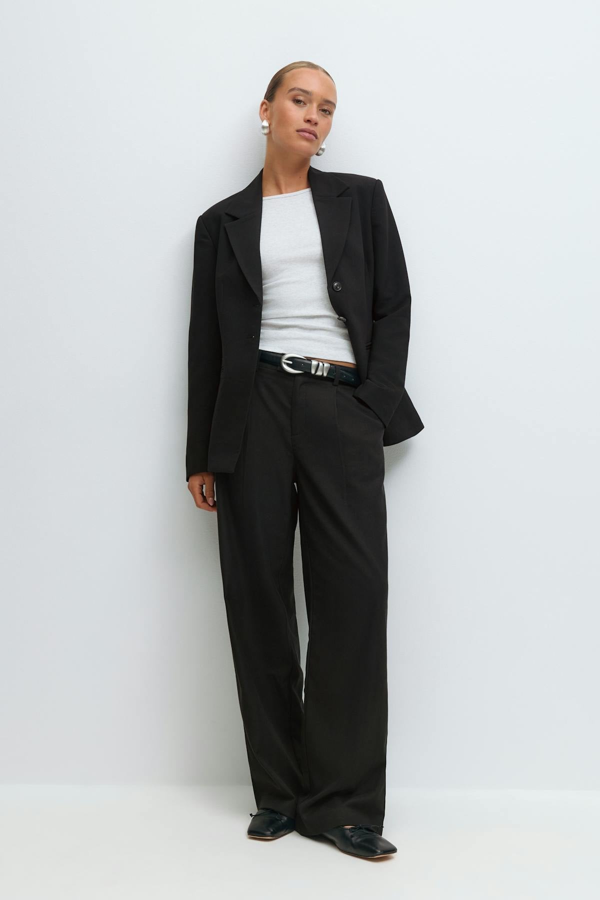 Mid waist pleated trousers - Noir
