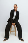 Mid waist pleated trousers - Noir