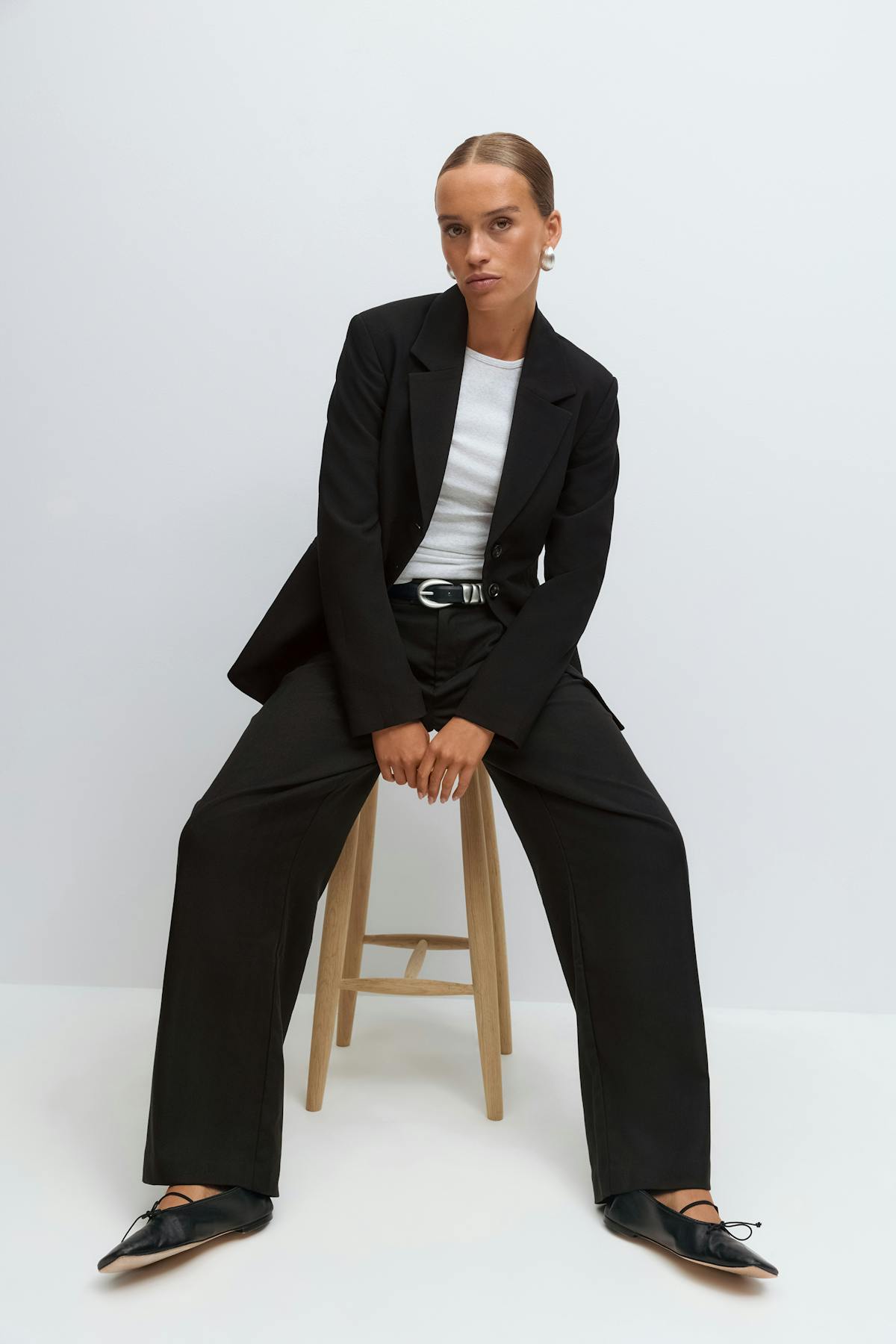 Mid waist pleated trousers - Noir