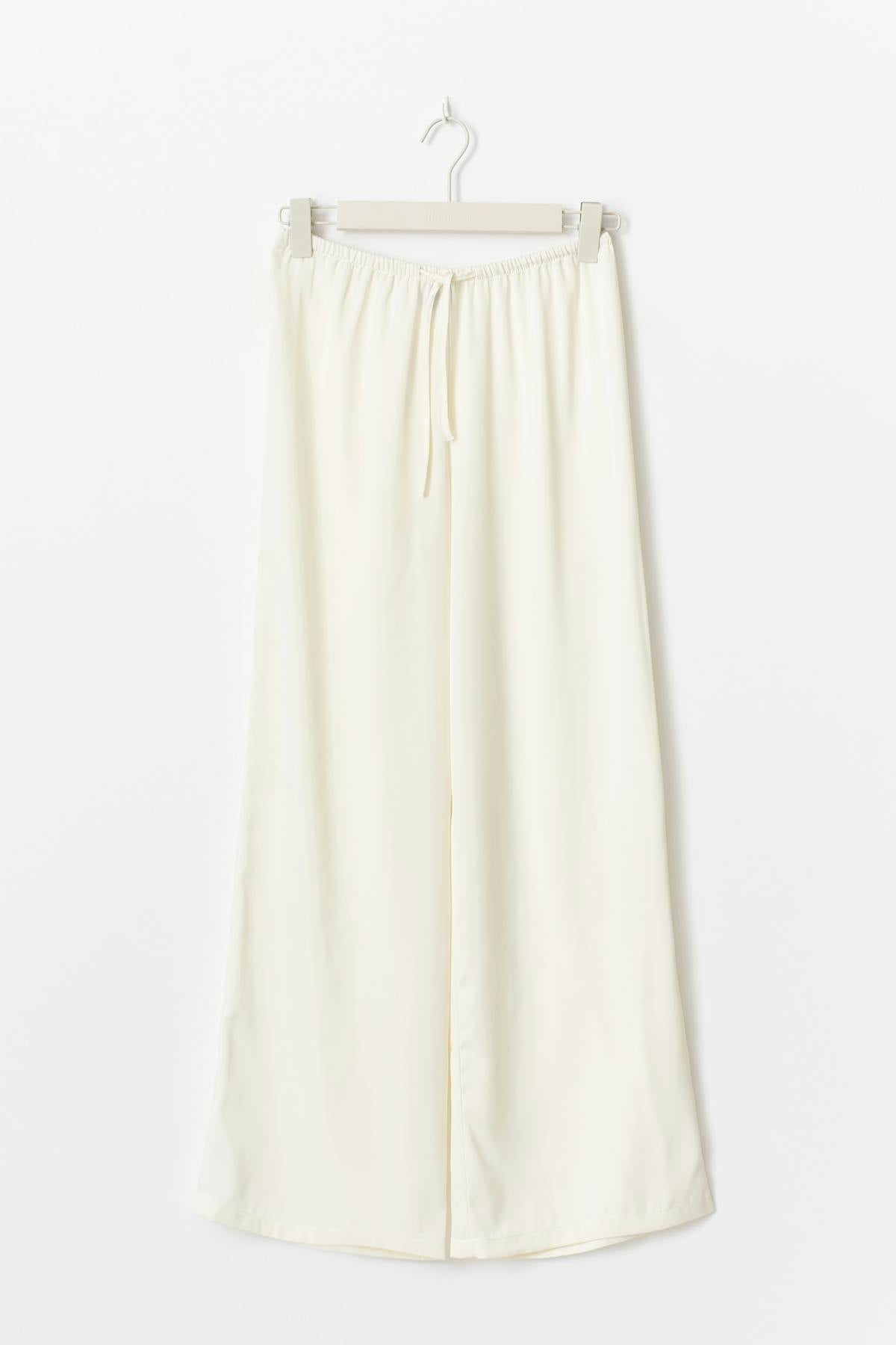 Drawstring satin trousers - Egret