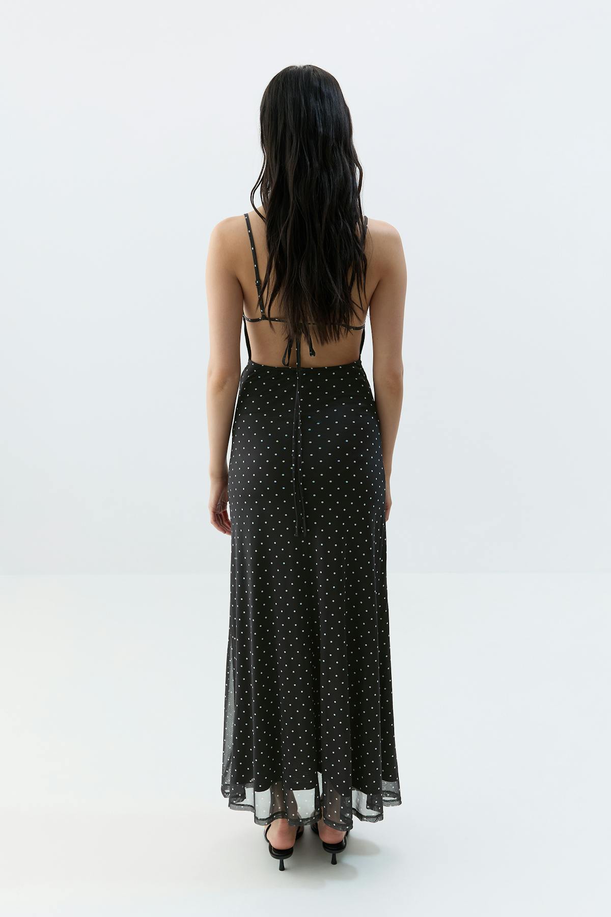 Mesh maxi dress - Dot aop
