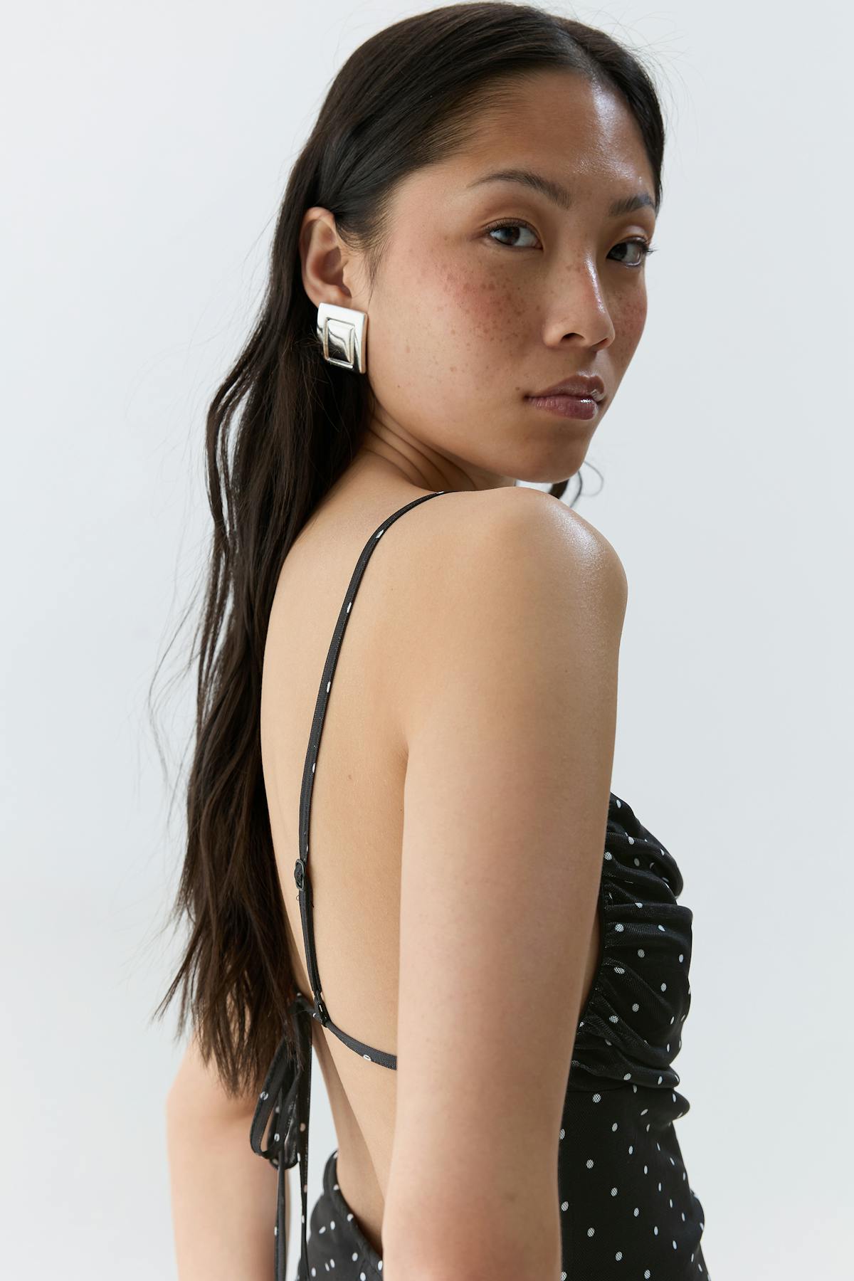 Mesh maxi dress - Dot aop