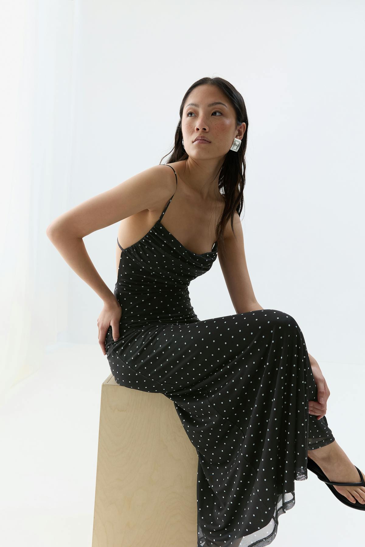 Mesh maxi dress - Dot aop
