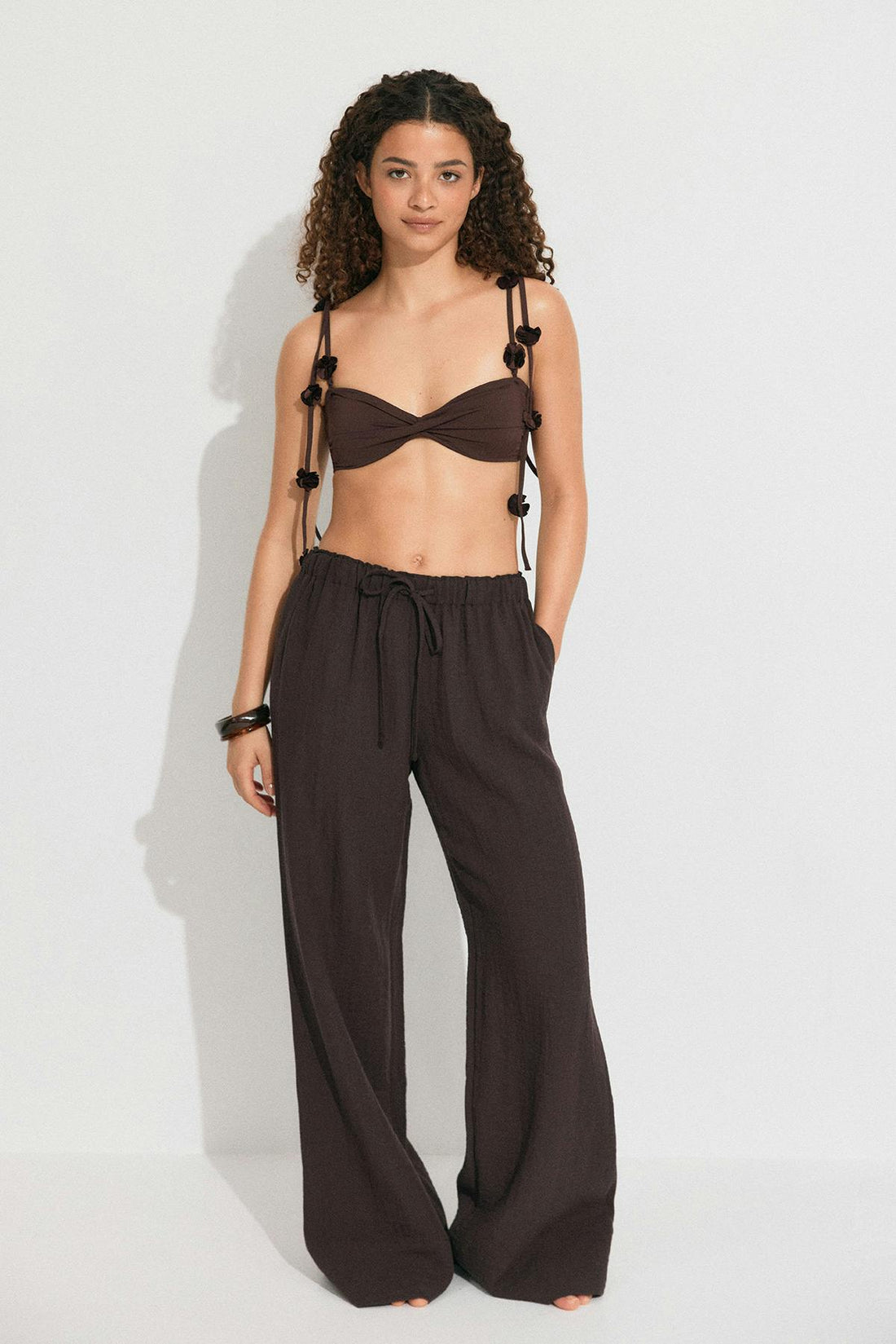 Rose strap bandeau - Marron