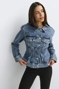 Shaped denim jacket - Mid blue