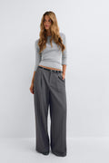 Wide pleated trousers - Gris anthracite