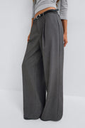Wide pleated trousers - Gris anthracite