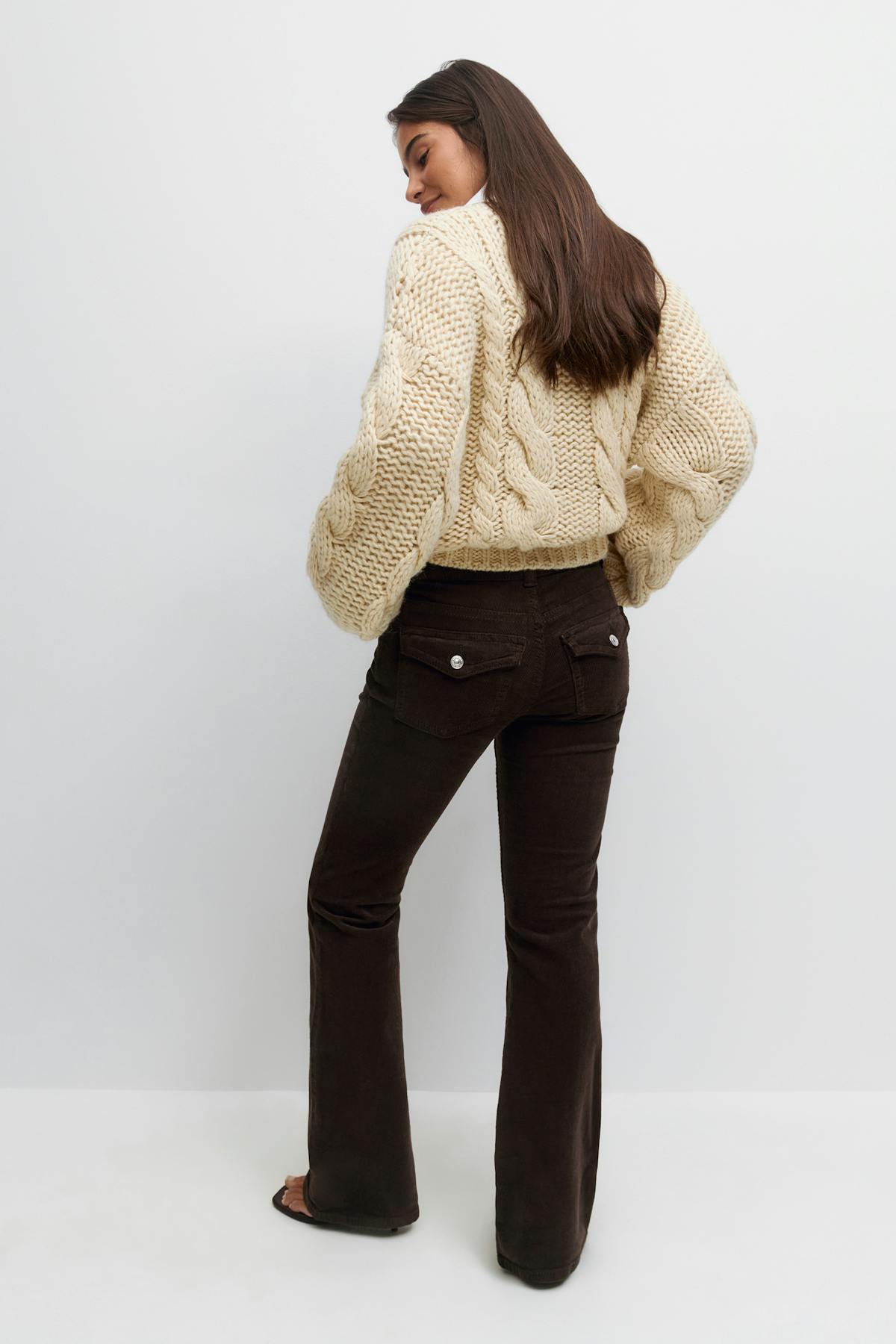 Y2k low cord bootcut jeans - Marron