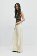 Low wide cord jeans - Ecru