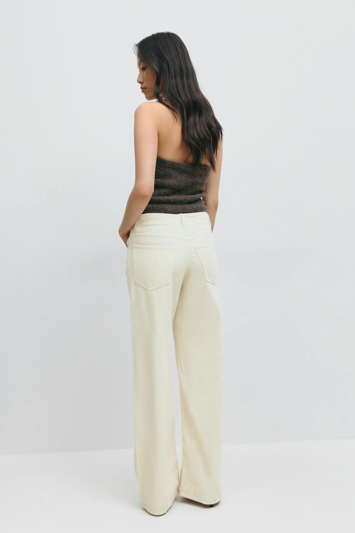 Low wide cord jeans - Ecru