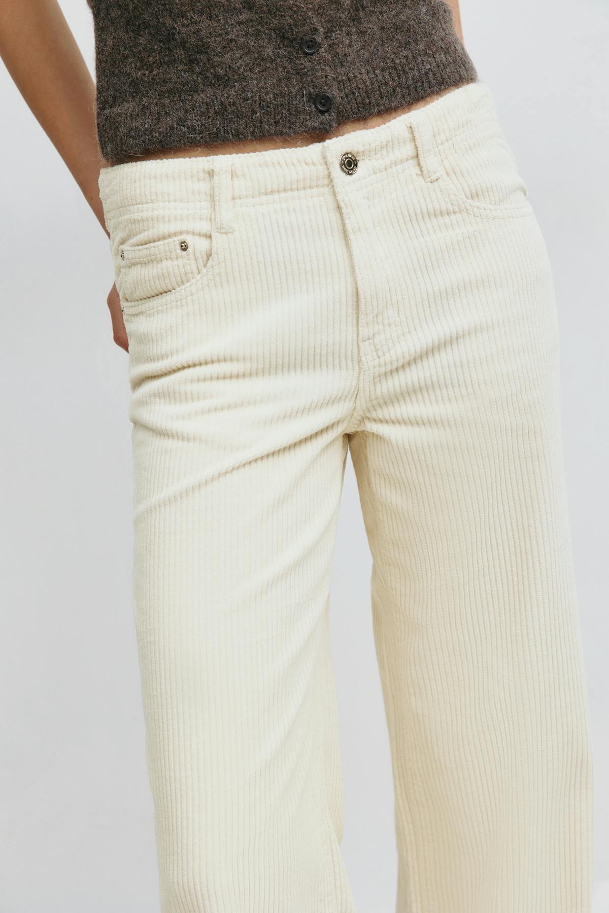 Low wide cord jeans - Ecru