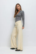 Low wide cord jeans - Mocha mousse