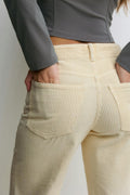 Low wide cord jeans - Mocha mousse