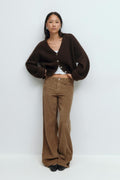 Low wide cord jeans - Ecru