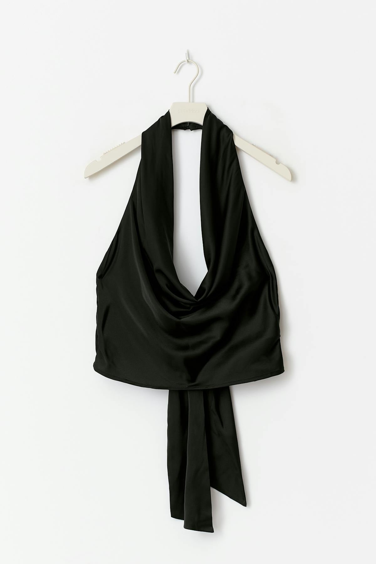 Waterfall satin singlet - Noir