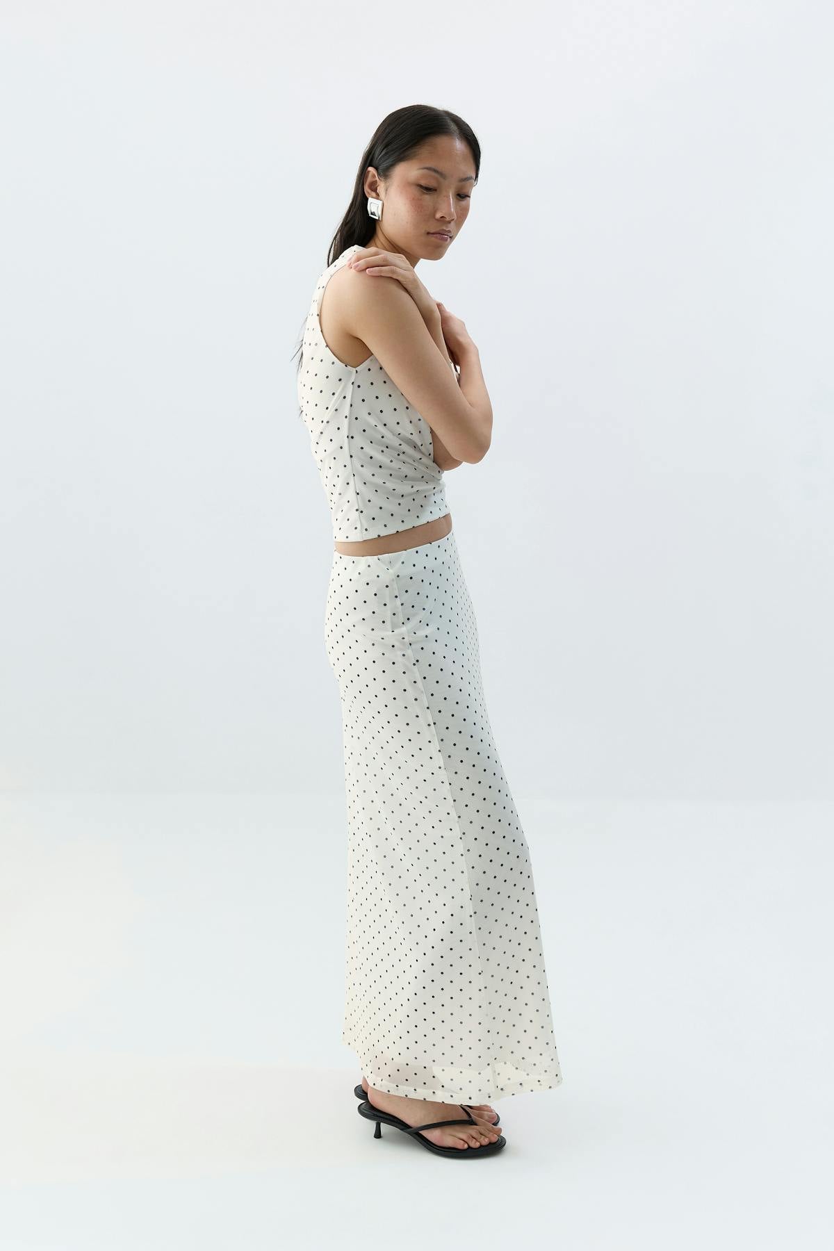 Mesh maxi skirt - Dot aop
