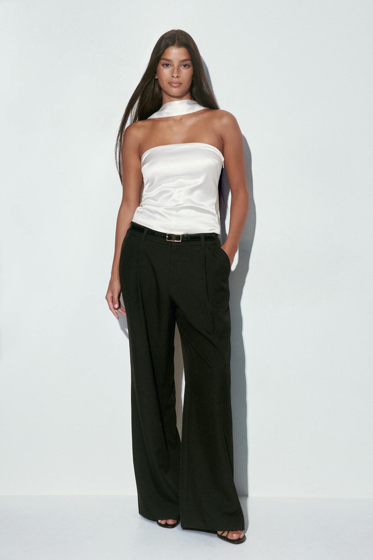 Satin scarf top - Noir
