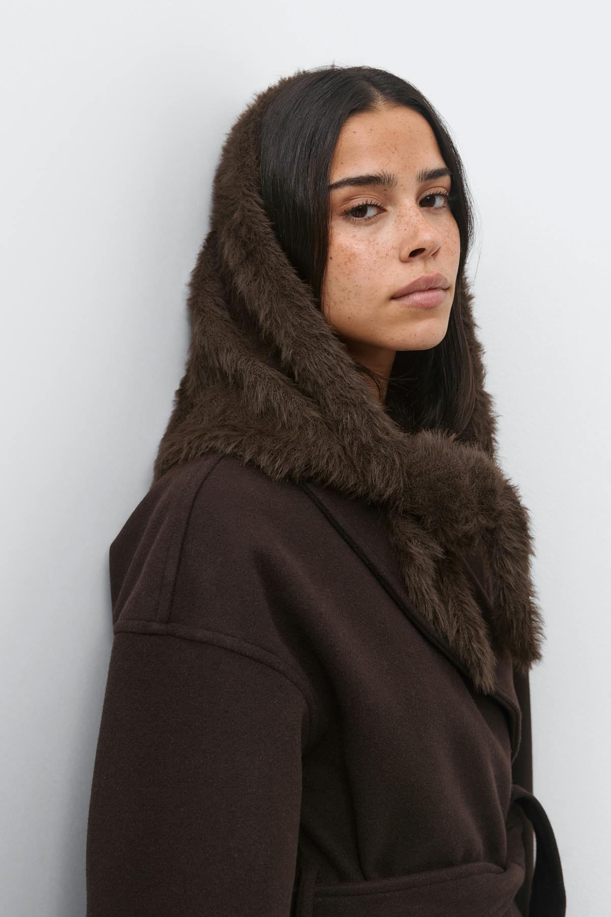 Hairy triangle scarf - Marron