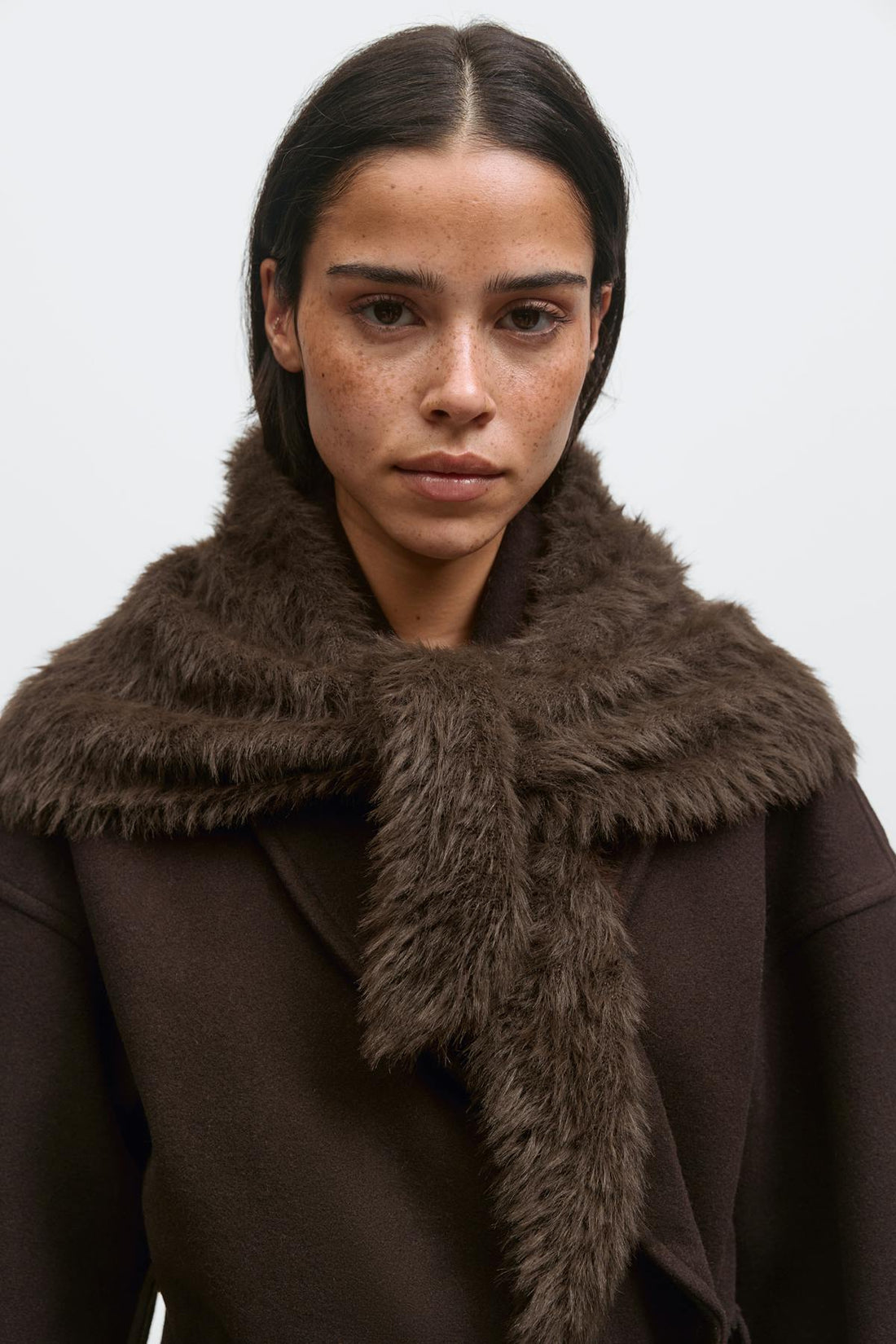 Hairy triangle scarf - Marron