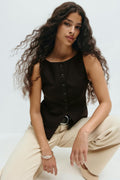 Tailored boatneck vest - Blanc