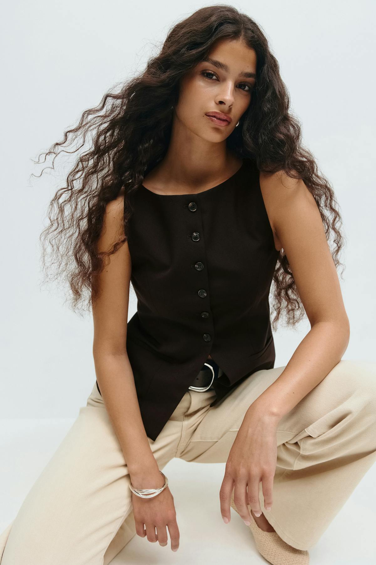 Tailored boatneck vest - Blanc
