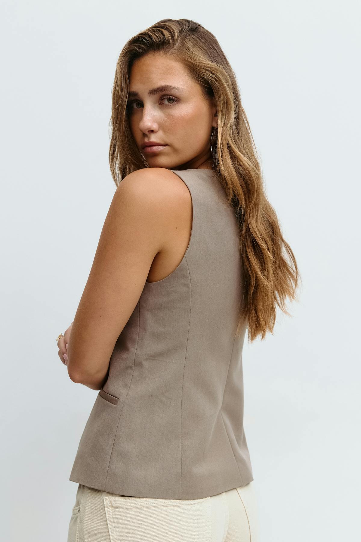 Tailored boatneck vest - Blanc