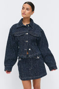 Peplum boucle denim jacket - Rinse