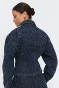 Peplum boucle denim jacket - Rinse