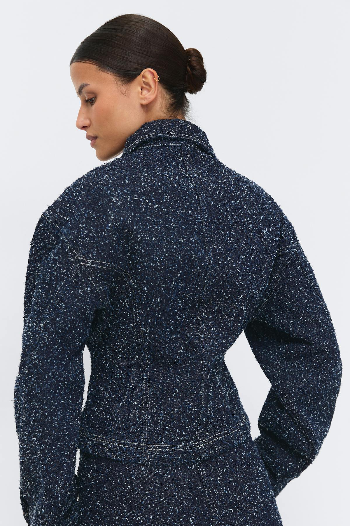 Peplum boucle denim jacket - Rinse