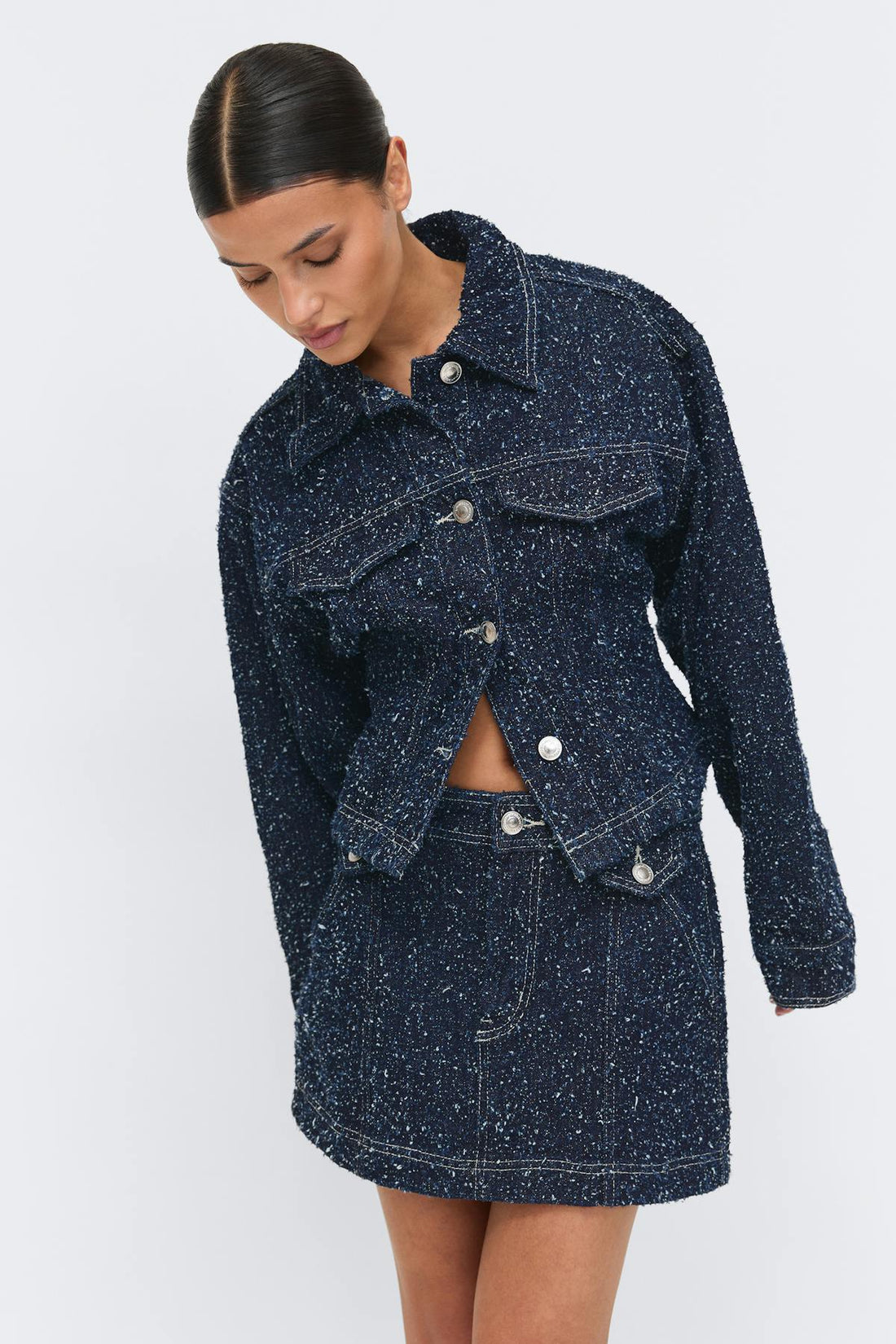 Boucle denim skirt - Rinse