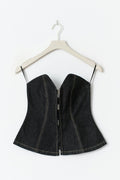 Sculpted denim bustier - Rinse