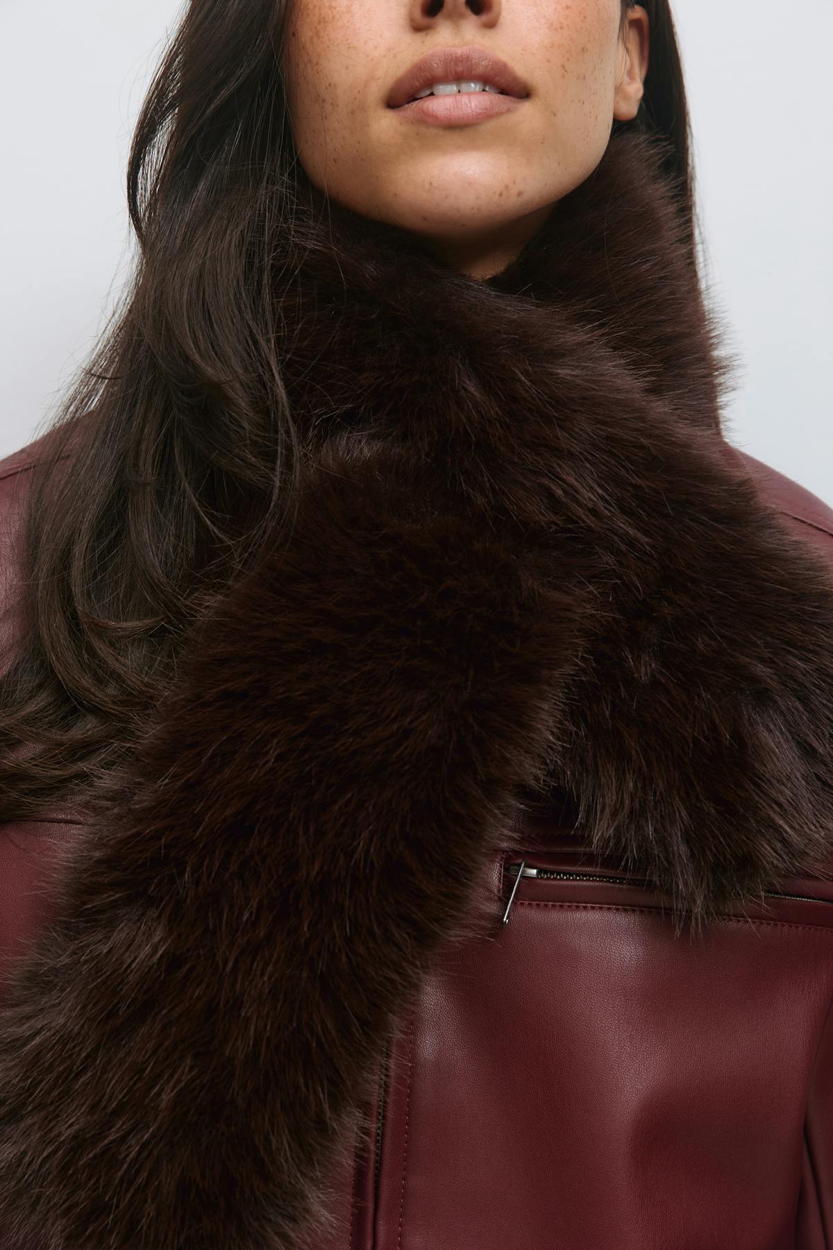 Faux fur plush scarf