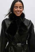 Faux fur plush scarf - Noir