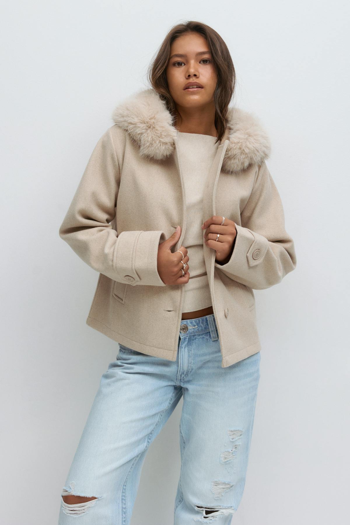 Y fur felt jacket - Noir