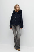 Y fur felt jacket - Bleu marine