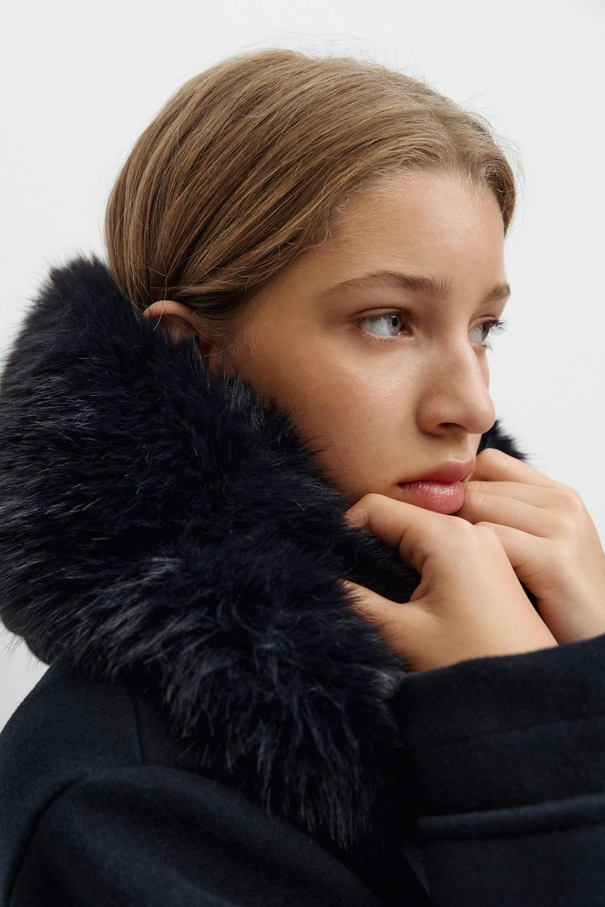 Y fur felt jacket - Bleu marine