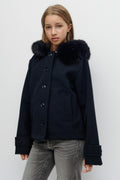Y fur felt jacket - Bleu marine