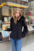 Y fur felt jacket - Noir