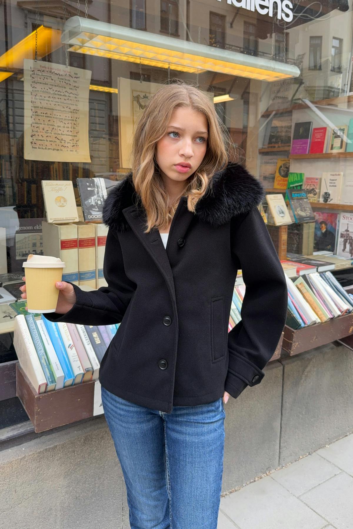 Y fur felt jacket - Noir