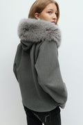 Y fur felt jacket - Gris anthracite