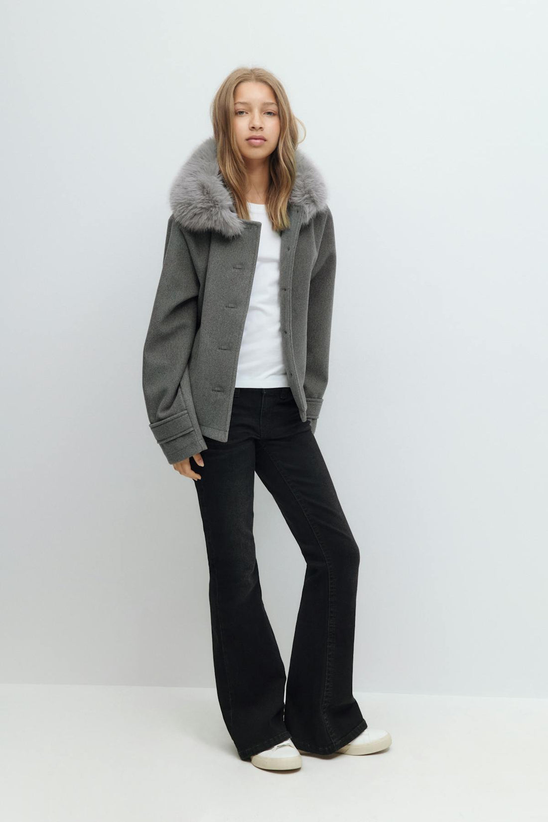 Y fur felt jacket - Gris anthracite