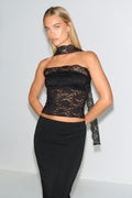 Lace scarf top - Noir